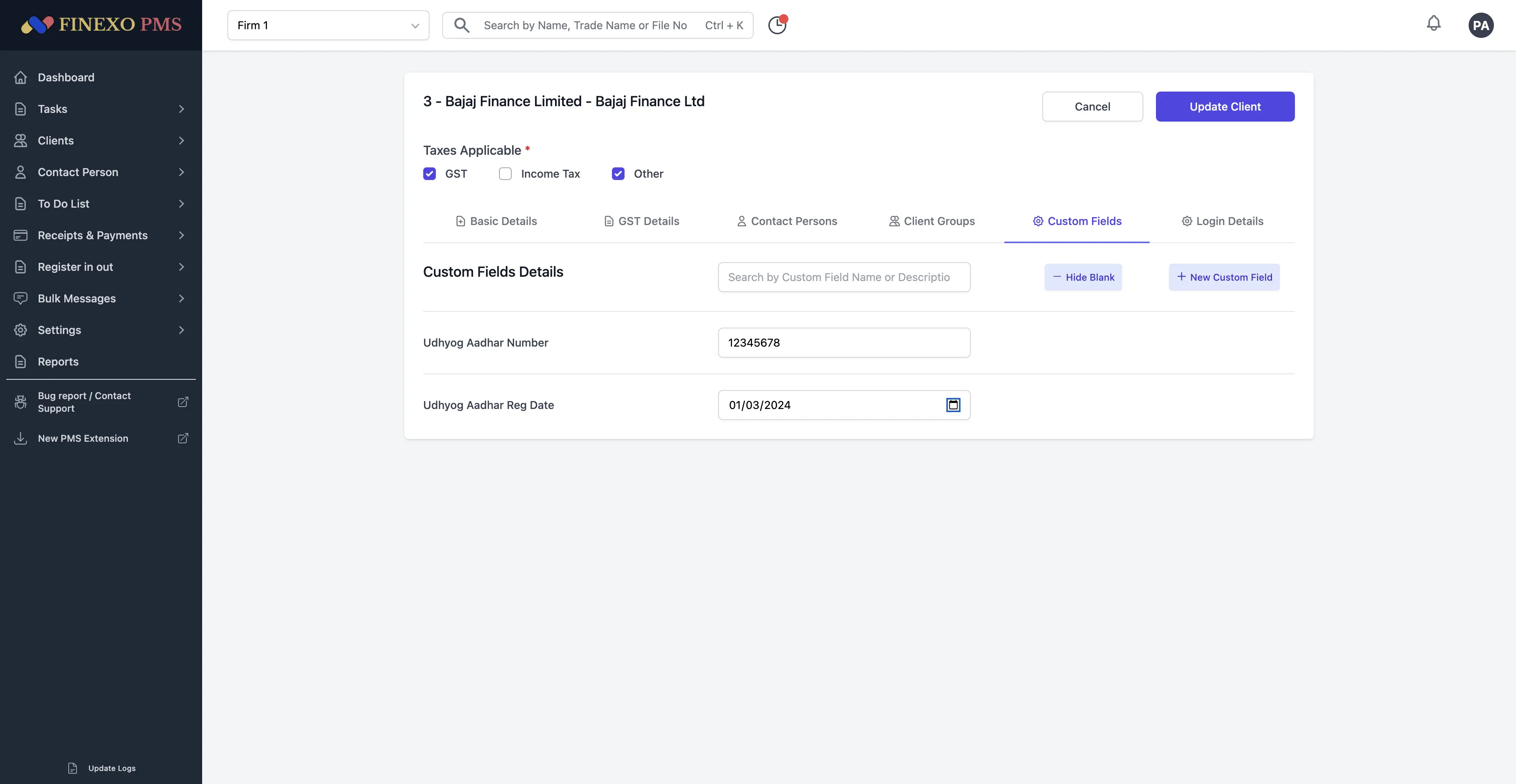 Manage clients